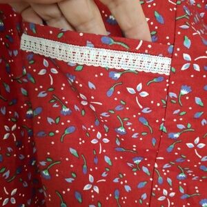 Red Floral Women's Waist Apron